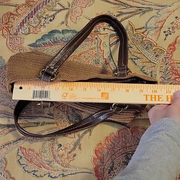 Fossil Bag Genuine Classic 1954 Vintage Bag Small Woven Brown Leather Trim - Picture 14 of 15